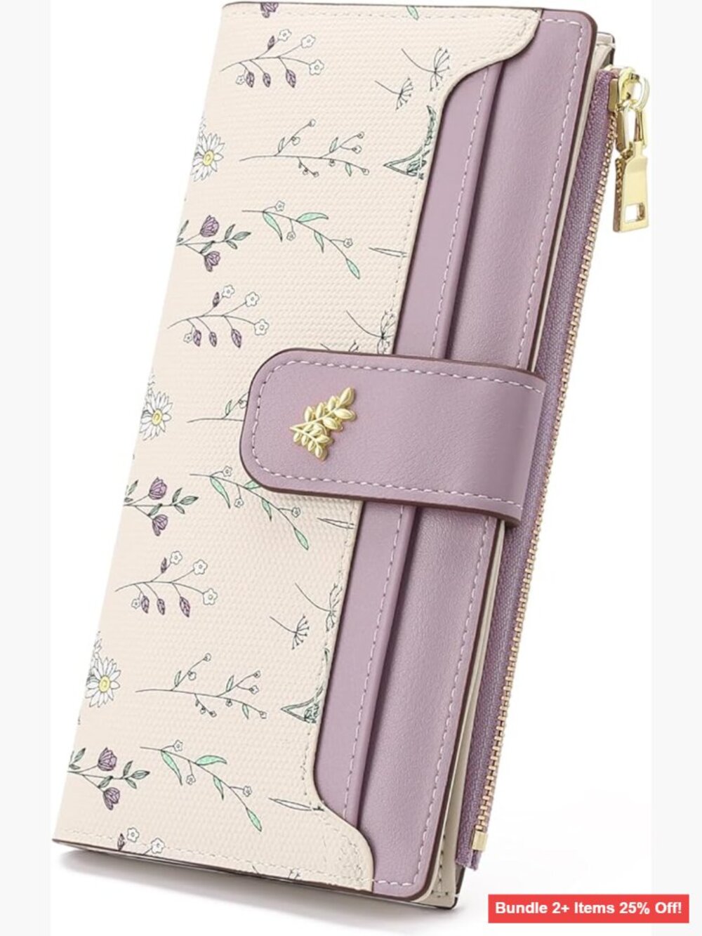 Slim RFID Blocking Vegan Leather Wallet with Zipper Pocket Card Holder